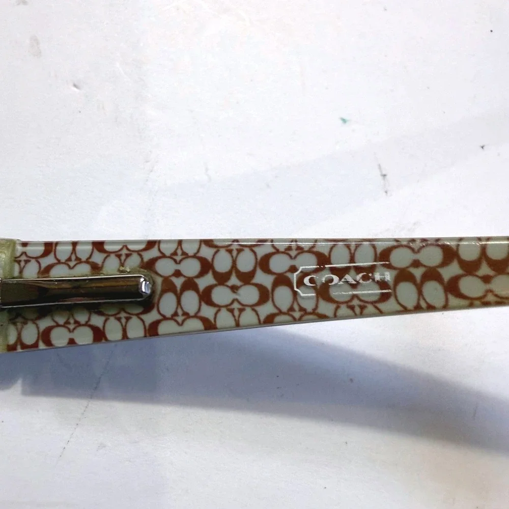 Coach Brown Signature Monogram Oval Eyeglass Frames with Hard Case